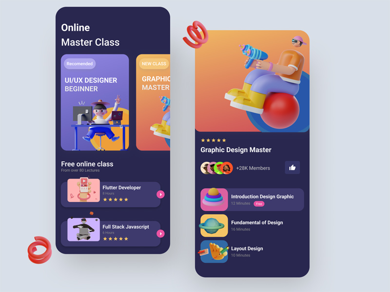 Figma Online Courses App UI Design