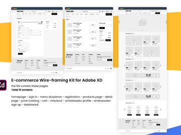 Adobe XD E-commerce Wireframing Kit Free Download
