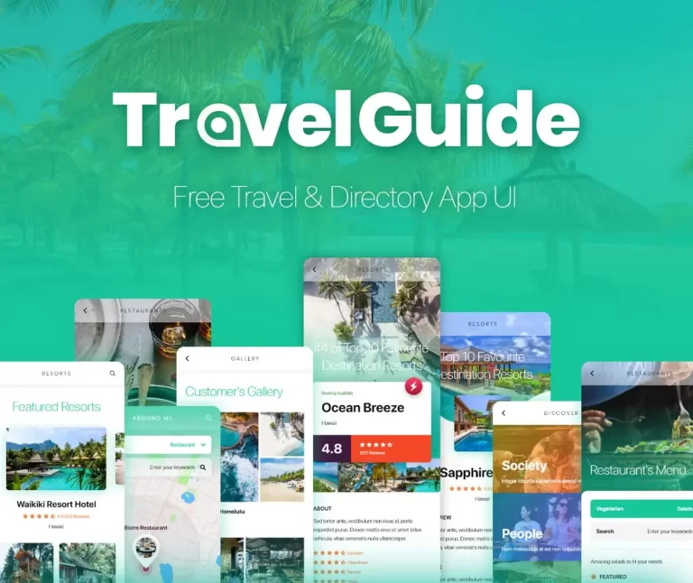 TravelGuide - Adobe XD Free Travel Directory App UI