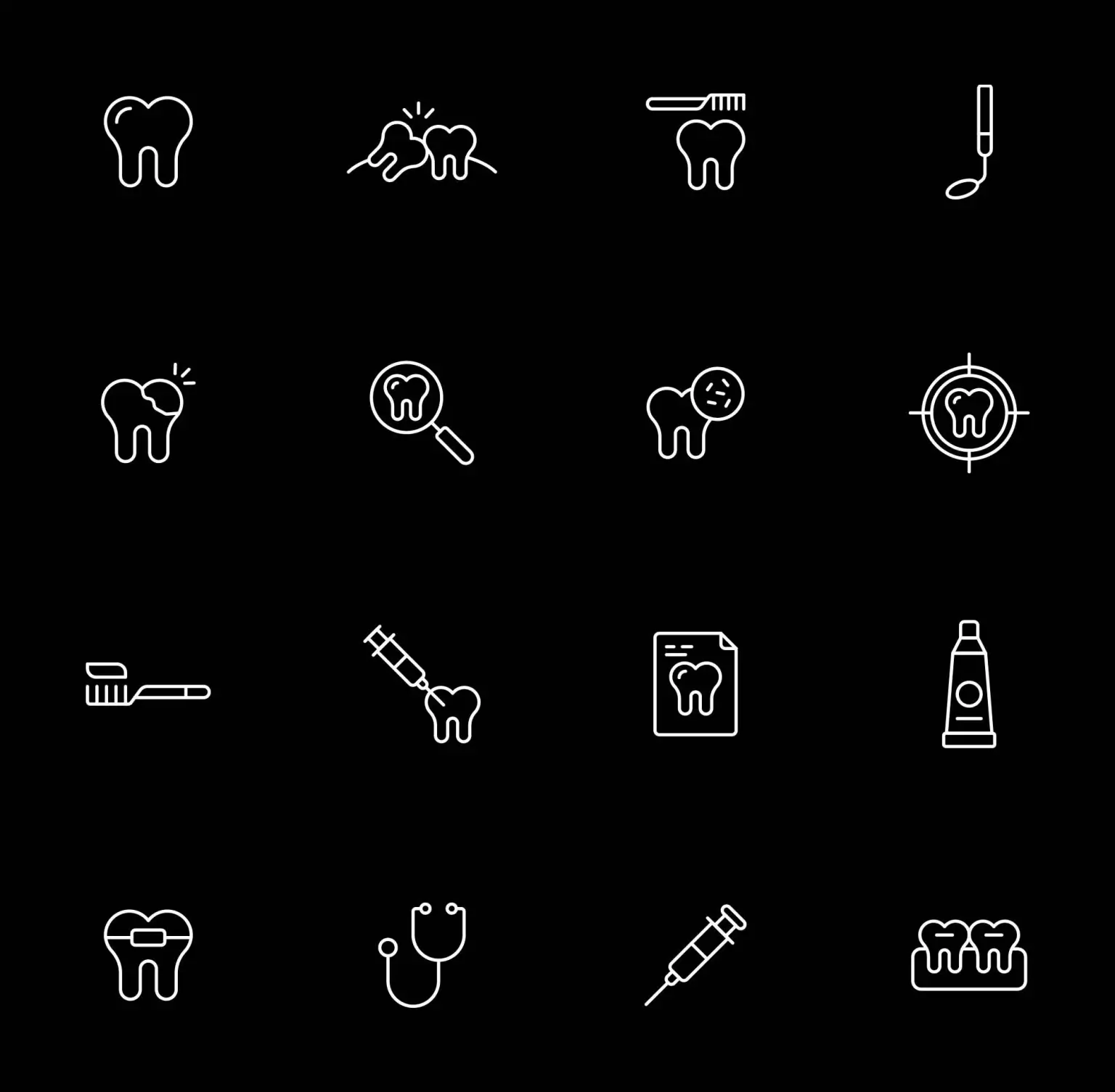 Minimal Dental Icons Set AI, SVG, PNG