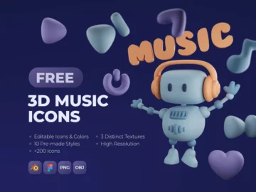 Free Music 3D Icon Pack
