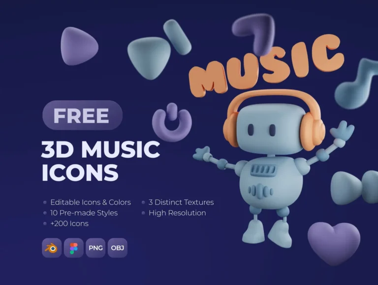 Free Music 3D Icon Pack