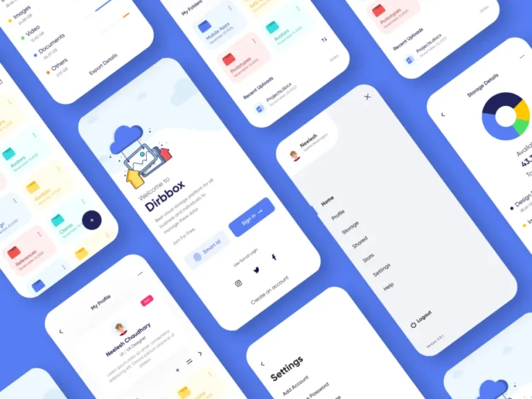 Free Dropbox Clone App Concept UI kit