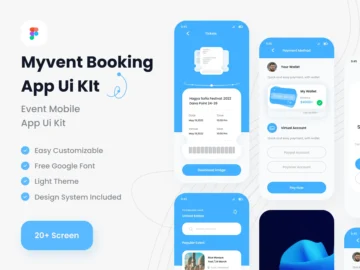 Free Event Booking Mobile App UI Kit For Figma