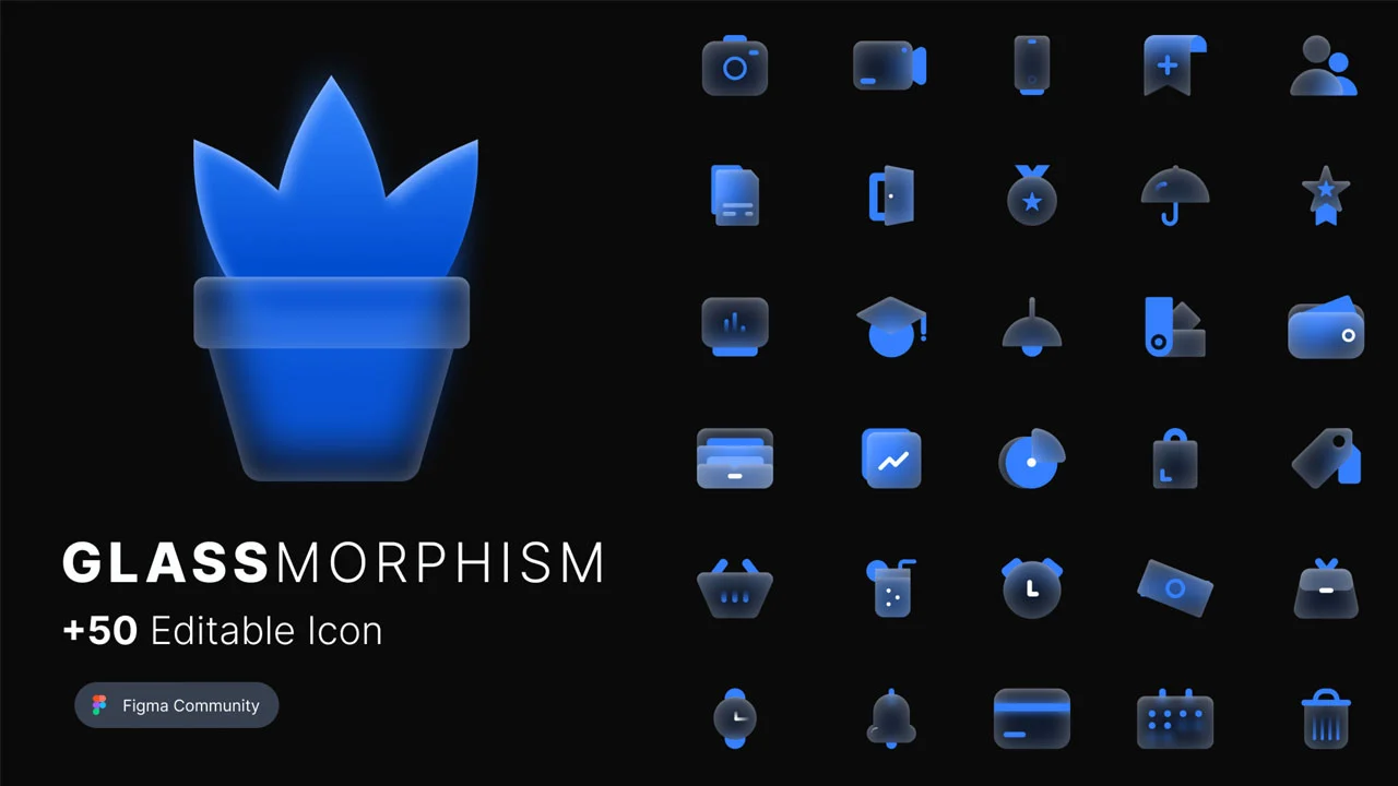 Free Glassmorphism Icons Pack For Figma