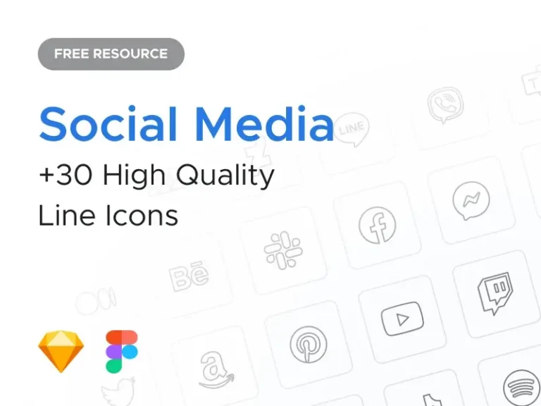 Free Social Media Line Icons Pack