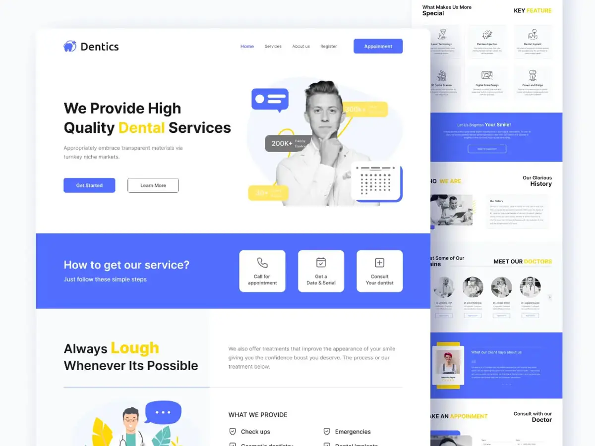 Free Dental Clinic Landing Page Template for Figma