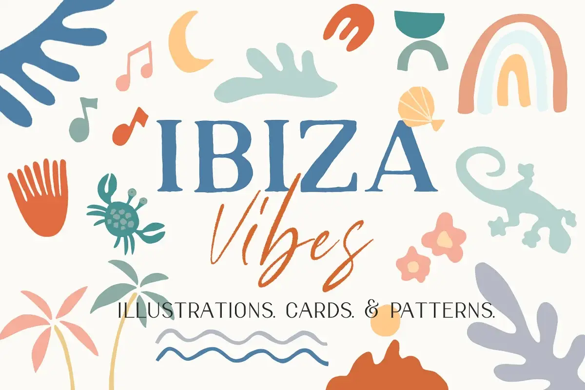 Ibiza Vibes Free Island Abstract Elements & Patterns Illustration