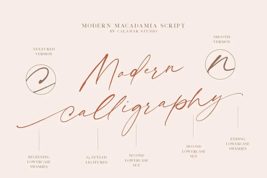 Free Textures and Smooth Modern Calligraphy Wedding Font