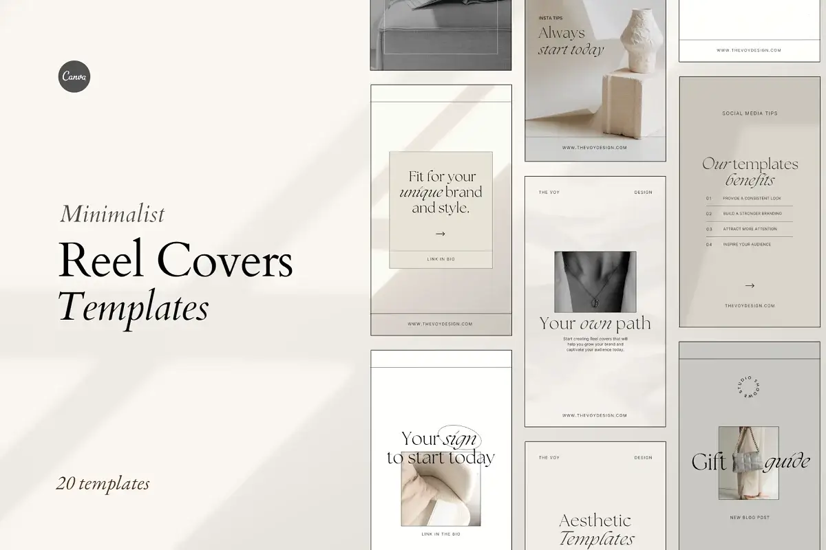20 Minimalist Reel Cover Templates for Canva