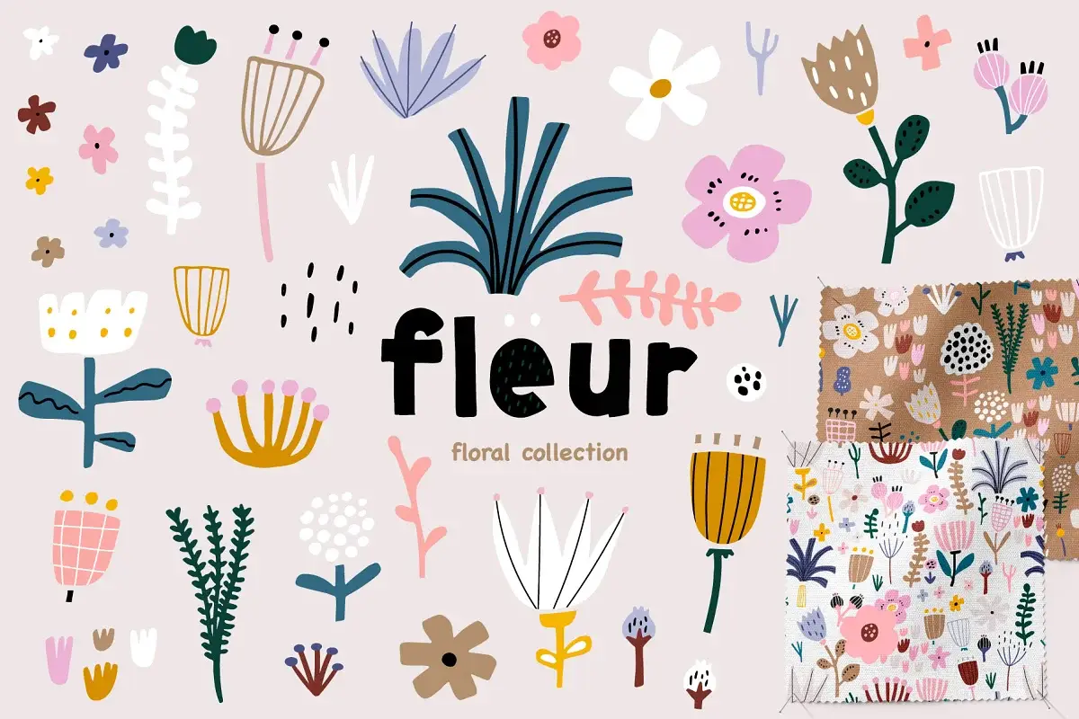 Fleur Blossom Floral Patterns & Clipart Vector