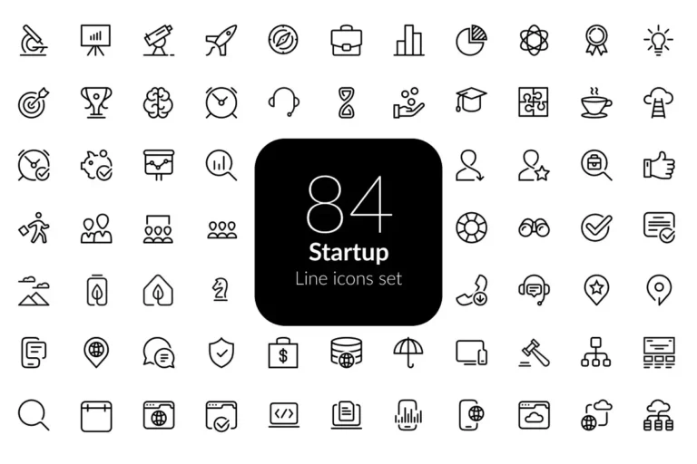 Free Startup Line Icons Set