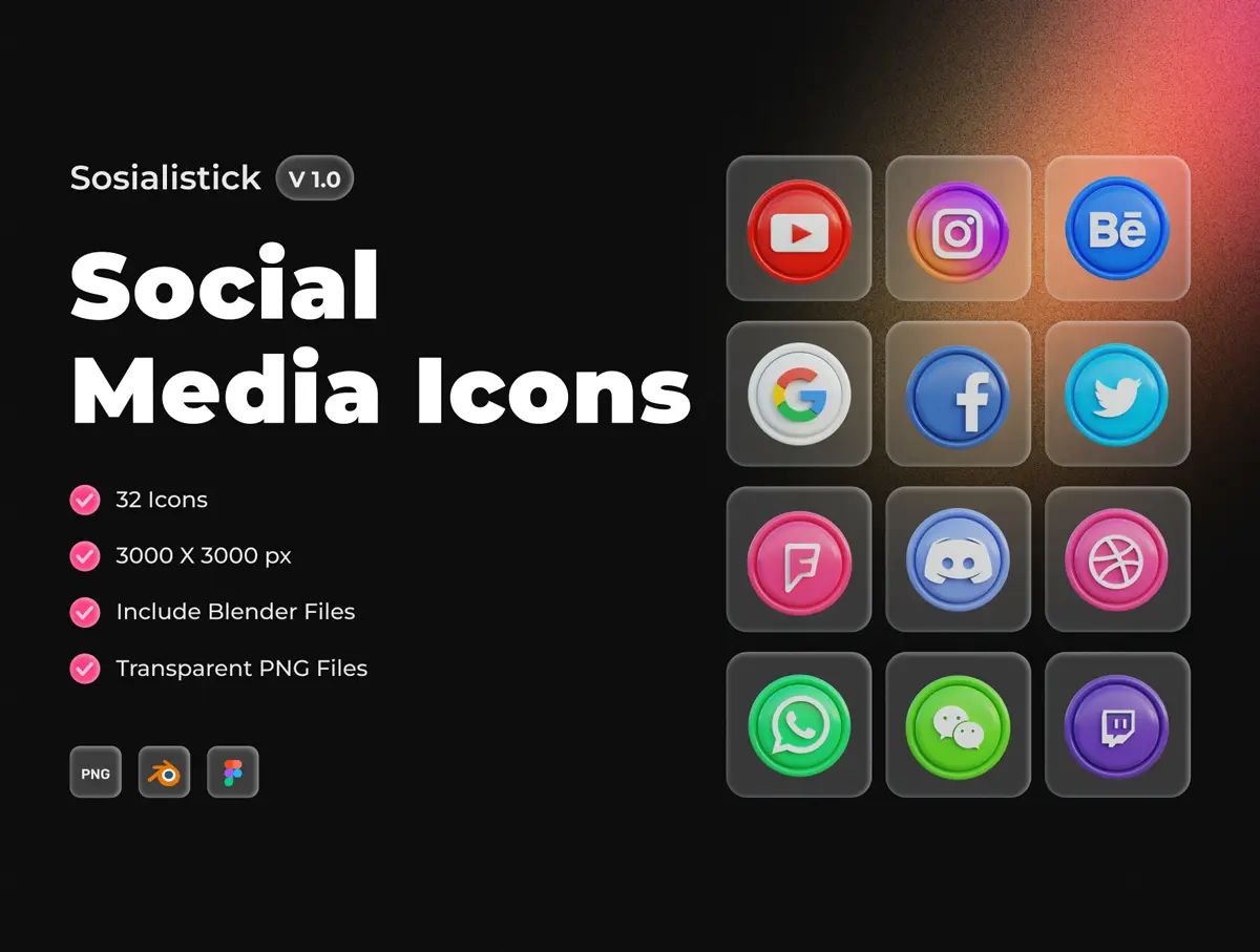 Sosialistick - Free 3D Social Media Icons Pack