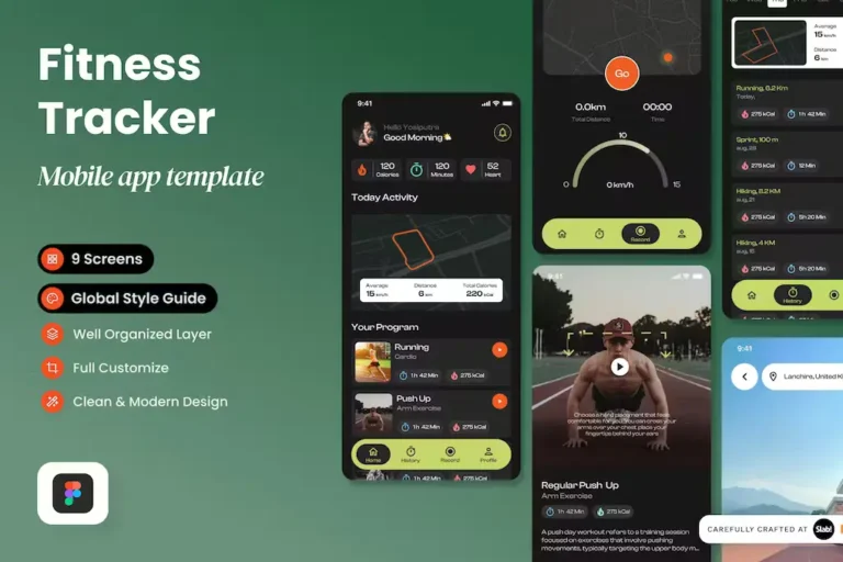 Free Fitness Tracker App Design for Figma