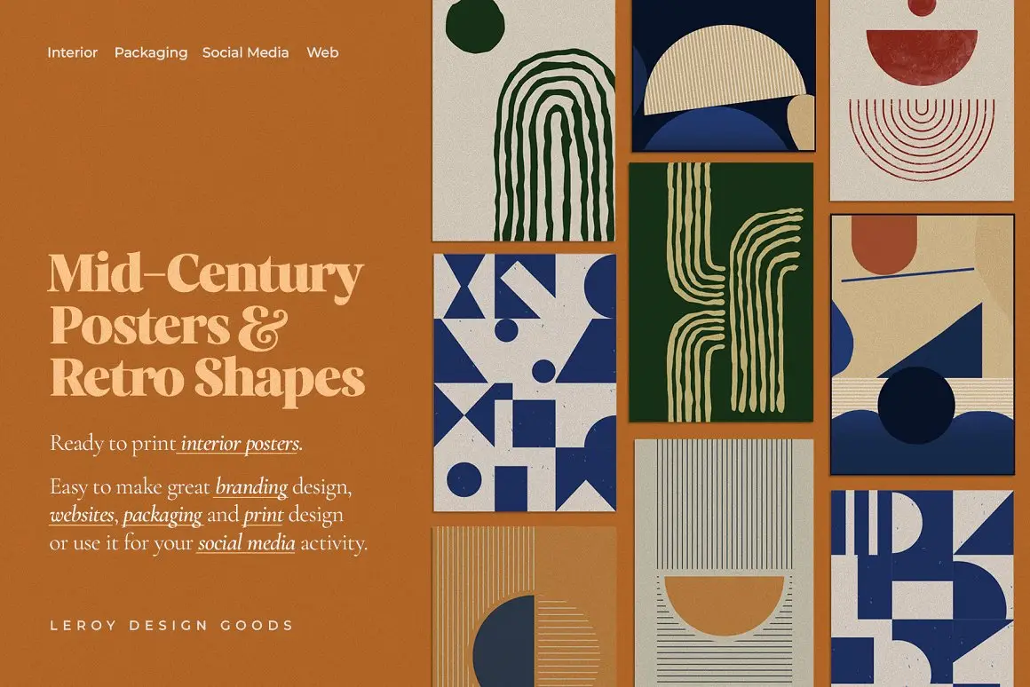Free Mid-Century Posters & Retro Shapes