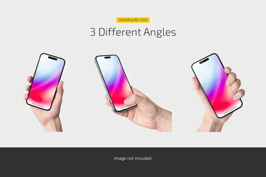 3 Different Angle In Hand iPhone Mockups