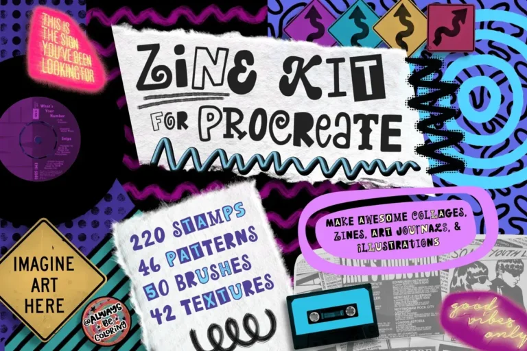 Unleash Creativity with Procreate Zine Kit 350 Brushes Stamps Textures & More