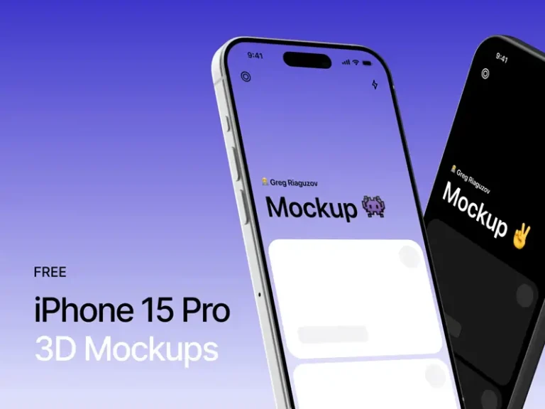 Free iPhone 15 Pro 3D Mockups For Figma