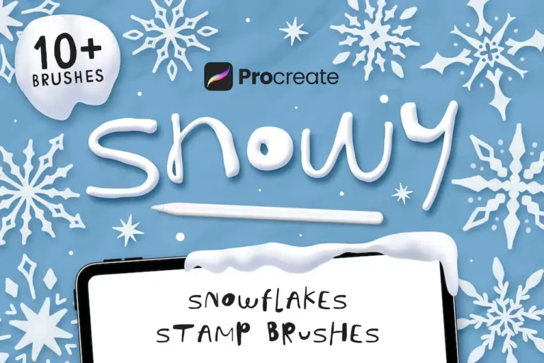 Snowy Free Snowflakes Procreate Stamp Brushes