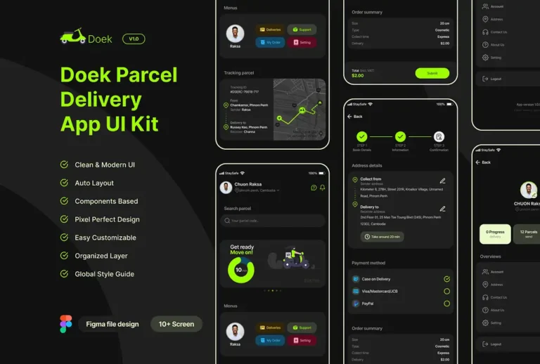 Free Parcel Delivery App UI Kit Figma