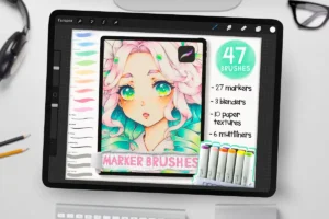 Free Procreate Copic Inspired Marker Brush Set