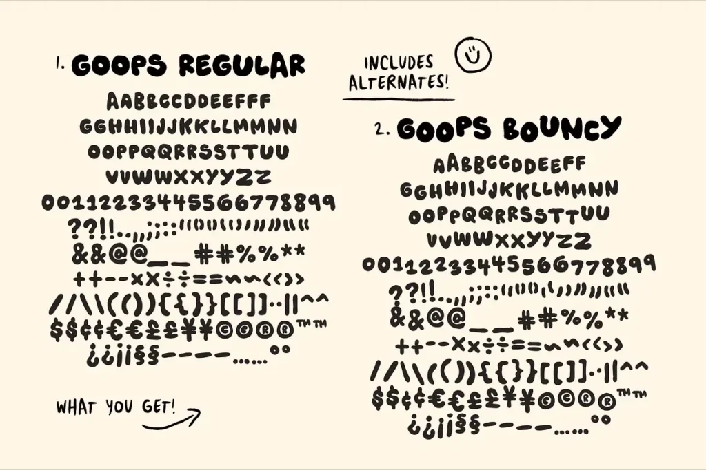 Goops Free Handwriting Bubble Font